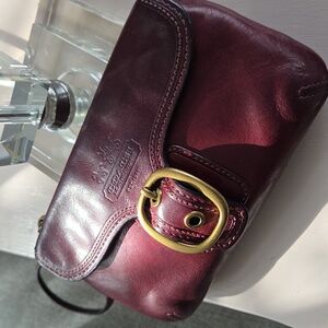 COACH Burgundy Soho Tattersall Wristlet